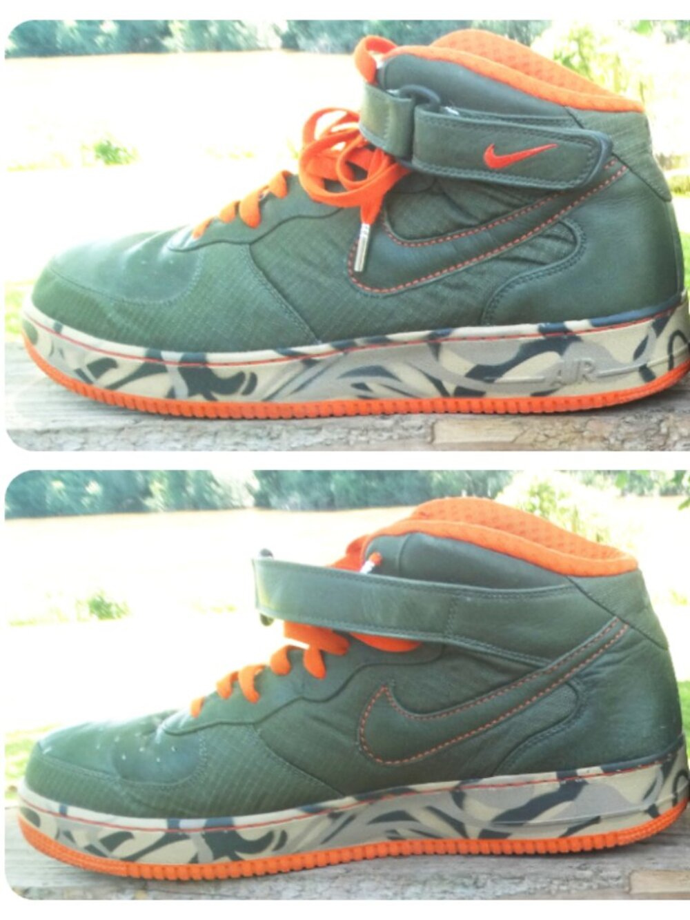 Nike Men's Size 13 Air Force 1 Premium MID '07 BERLIN OLIVE DENIM CAMO Army - Picture 2 of 8